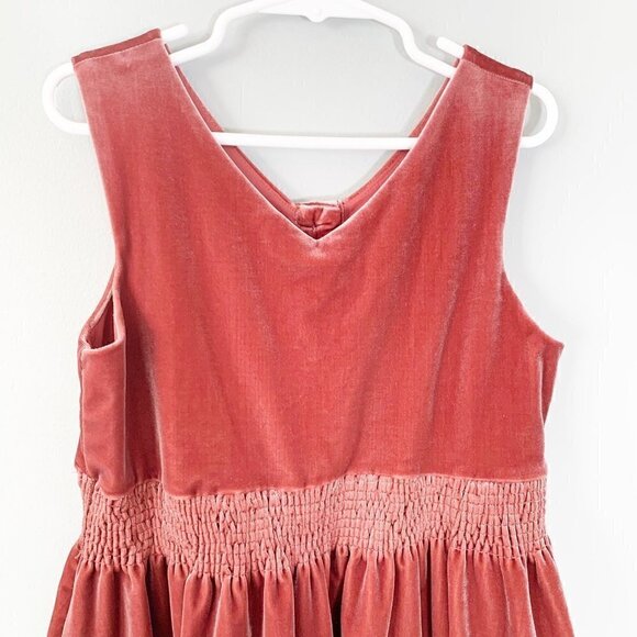 Rowe thick heavy exposed button knee length crushed velvet dress - Picture 2 of 9